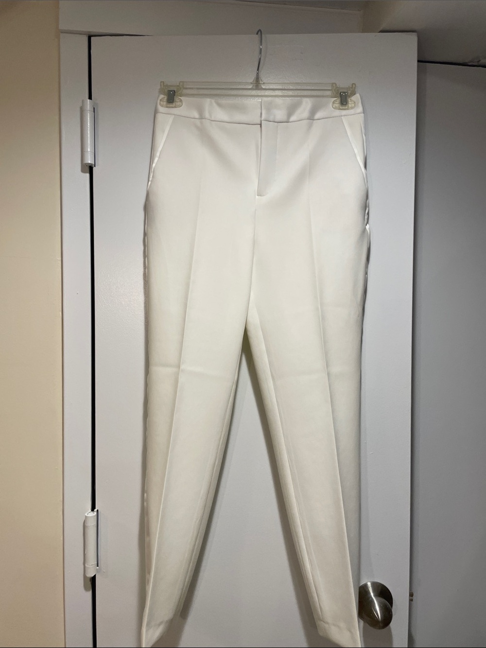 Zara Cream Tailored Straight-Leg Trousers